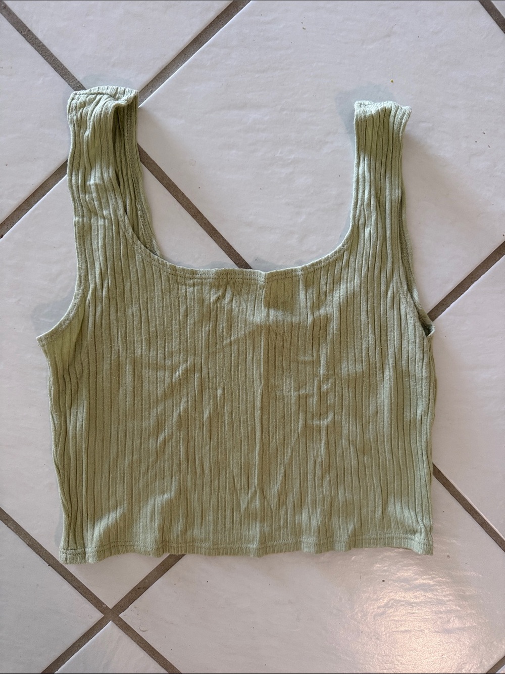 Reformation Ribbed Crop Tank in Sage